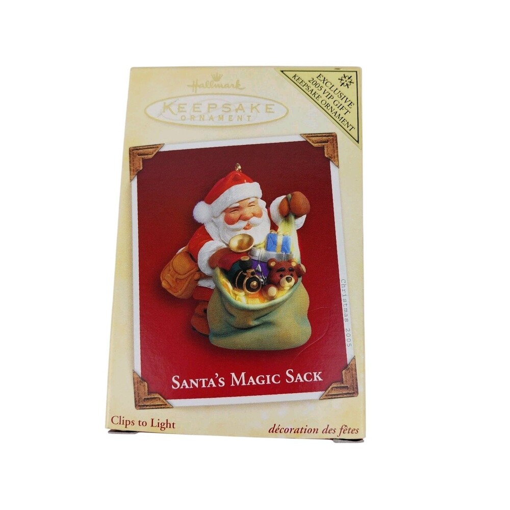2005 Handcrafted Hallmark Keepsake Ornament Santa’s Magic Sack Clips To Light